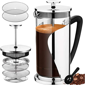 Silver French Press Coffee Maker (1000ml)