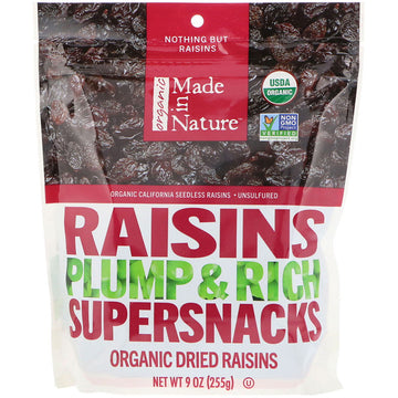 Made in Nature Organic Dried Raisins, Plump & Rich Supersnacks